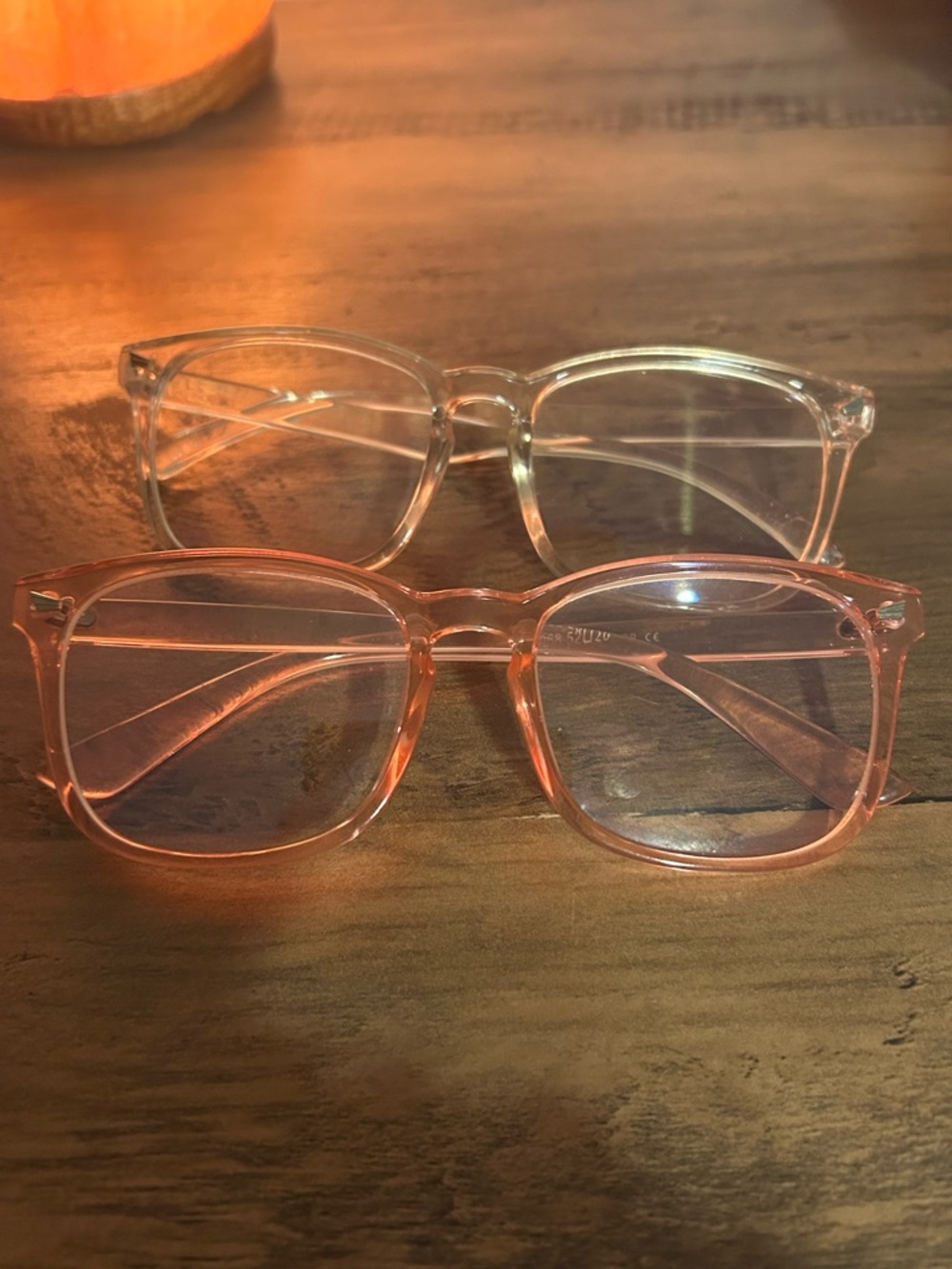Transparent Pink and Clear Blue Light Glasses Duo